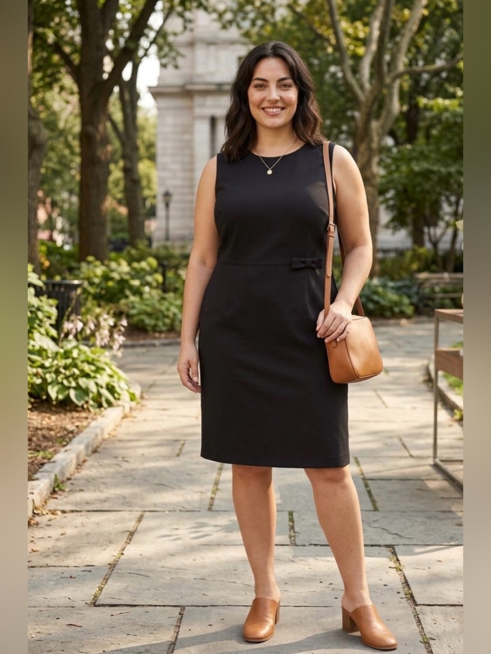 Avenue | Black Sleeveless Sheath Dress Bow Detail | Size 18 Plus Size LBD | NWT